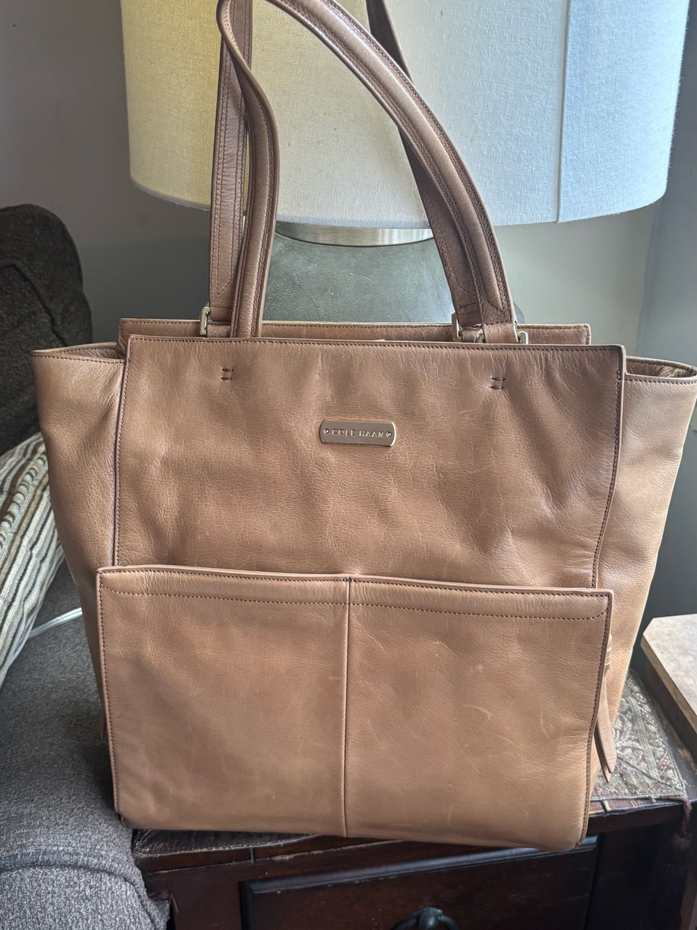 Authentic Cole Haan Leather zip top Tote